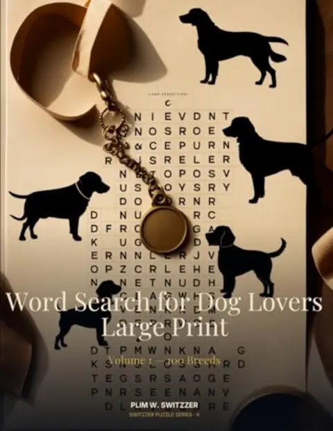 Word Search for Dog Lovers · Large Print: 100 Easy Puzzles · 100 Breeds — cover