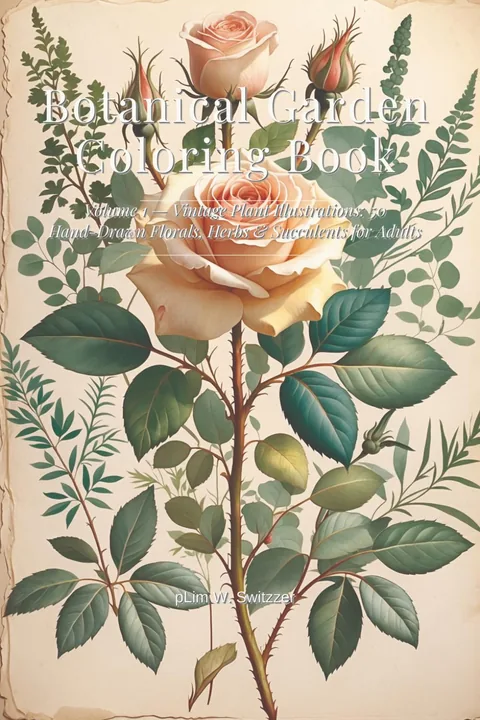 Botanical Garden Coloring Book: 50 Hand-Drawn Florals, Herbs & Succulents — cover
