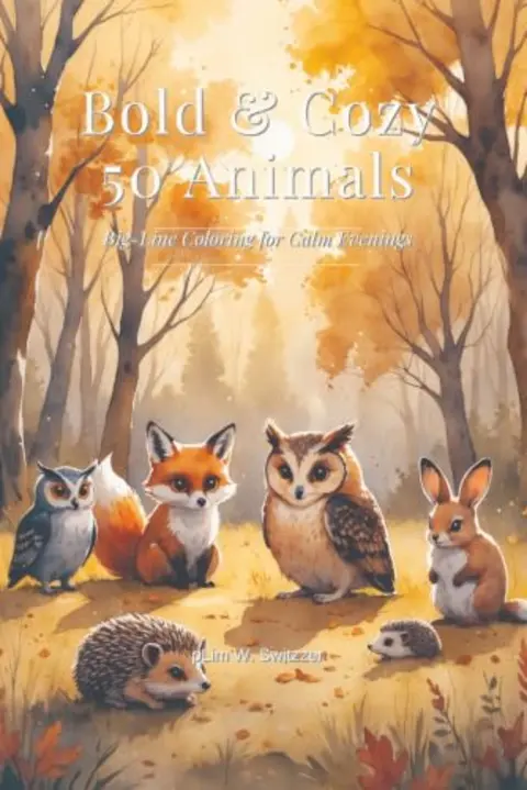 Bold & Cozy: 50 Big-Line Animals to Color — Thick-Line Pages for ADHD & Low Vision — cover