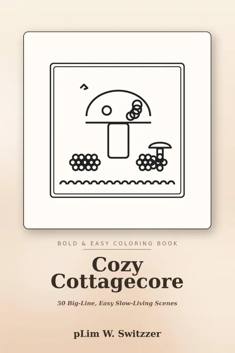 Cozy Cottagecore: 50 Big-Line, Easy Pages of Mushrooms, Wildflowers & Slow Living — cover