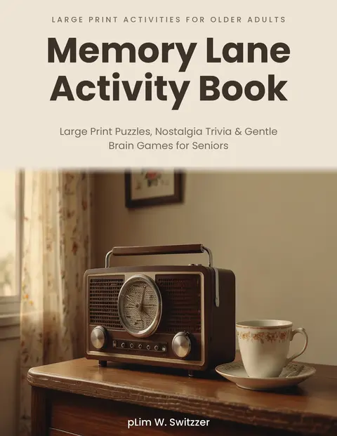 Memory Lane Activity Book: Large Print Puzzles, Nostalgia Trivia & Gentle Brain Games for Seniors — cover