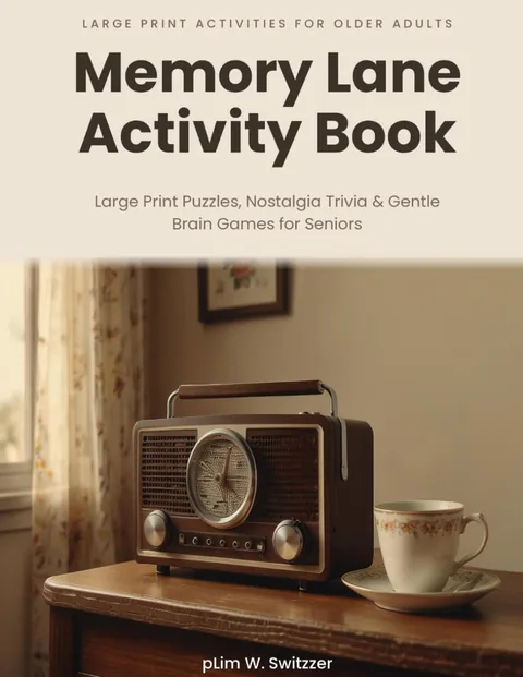 Memory Lane Activity Book: Large Print Puzzles, Nostalgia Trivia & Gentle Brain Games for Seniors — cover