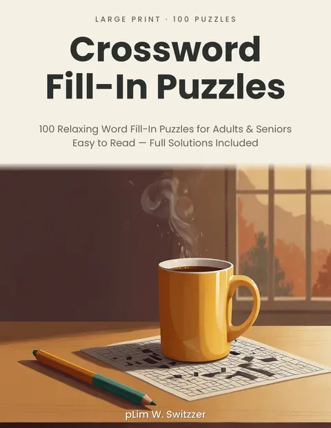 Crossword Fill-In Puzzles: 100 Relaxing Word Fill-Ins for Adults & Seniors — Full Solutions — cover