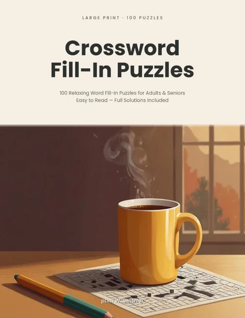 Crossword Fill-In Puzzles: 100 Relaxing Word Fill-Ins for Adults & Seniors — Full Solutions — cover