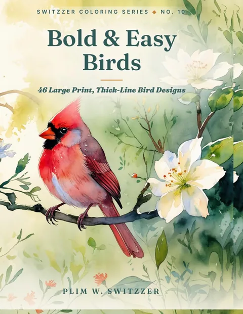 Bold & Easy Birds for Seniors — 46 Large Print Robins, Owls, Cardinals & Garden Visitors — cover