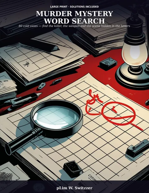 Murder Mystery Word Search — 80 Cold Cases to Solve: Find the Killer, the Weapon and the Scene Hidden in the Letters — cover