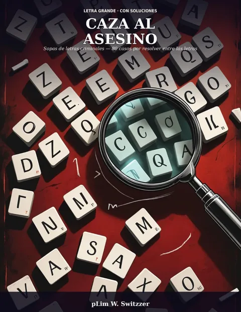 Caza al Asesino · Sopas de Letras Criminales — 80 casos por resolver entre las letras, letra grande (Español) — cover