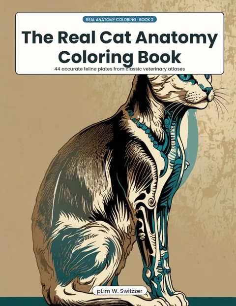 The Real Cat Anatomy Coloring Book — Feline Bones, Muscles & Organs in Accurate Detail — cover