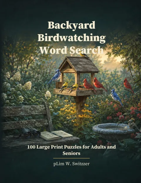 Backyard Birdwatching Word Search: 100 Large Print Puzzles for Adults and Seniors — cover