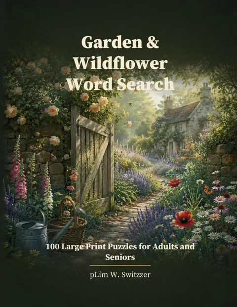 Garden & Wildflower Word Search: 100 Large Print Puzzles for Adults and Seniors — cover