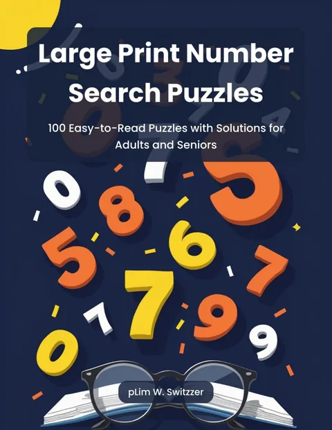 Large Print Number Search Puzzles: 100 Easy-to-Read Puzzles with Solutions for Adults and Seniors — cover