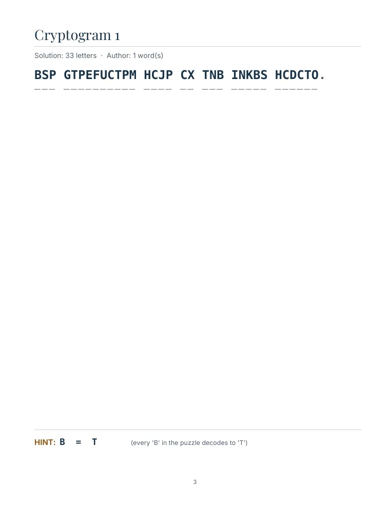 Cryptogram Puzzles for Adults — 1