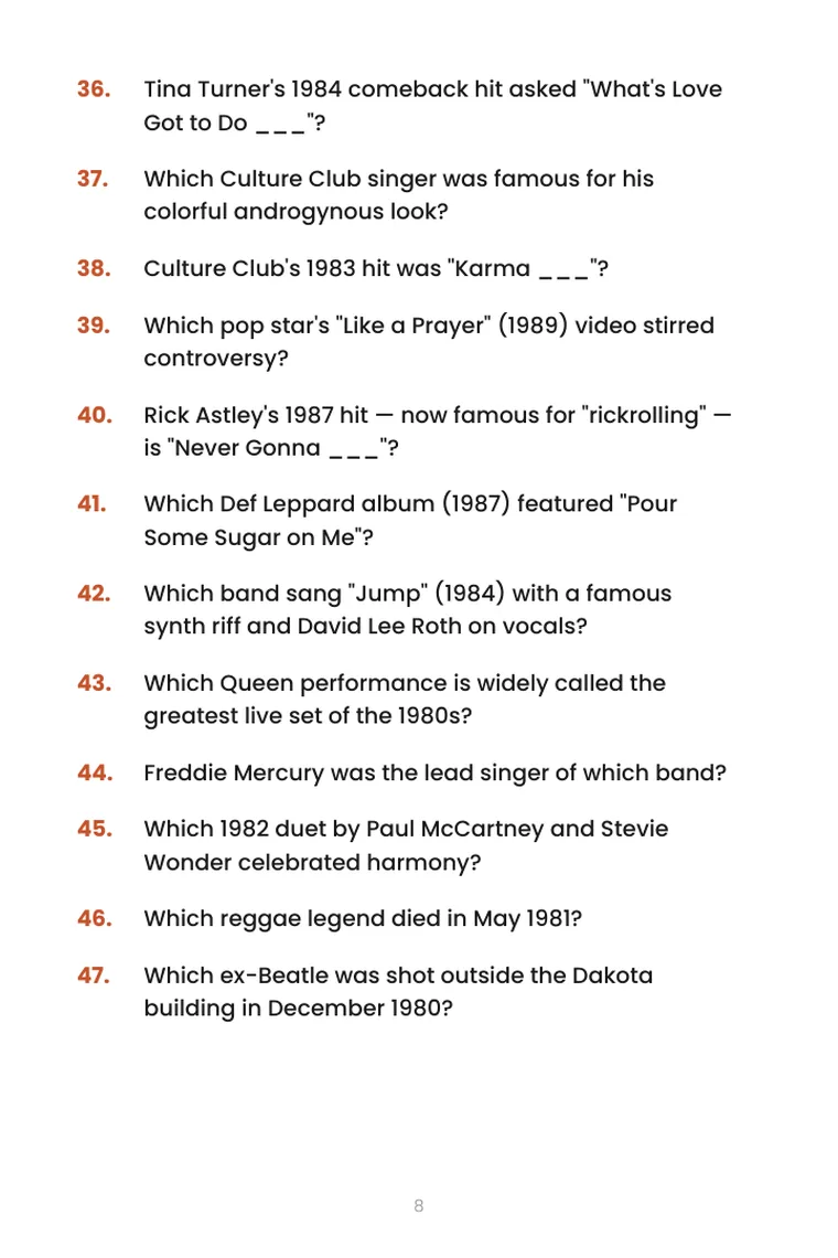 1980s Trivia Book — 1