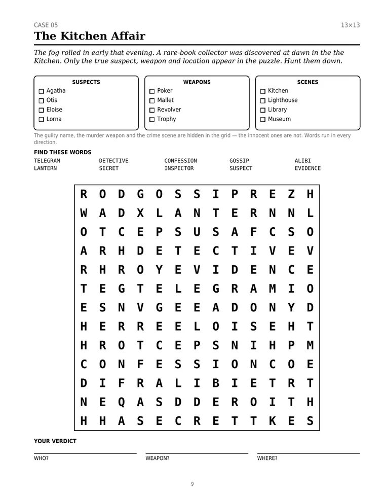 Murder Mystery Word Search — 1