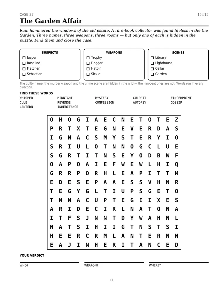 Murder Mystery Word Search — 2