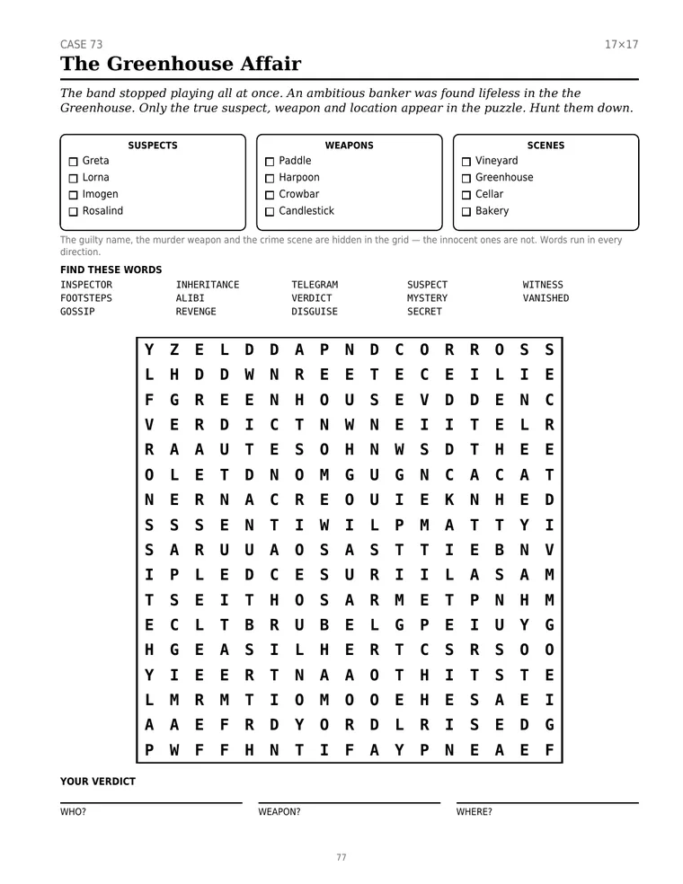 Murder Mystery Word Search — 3