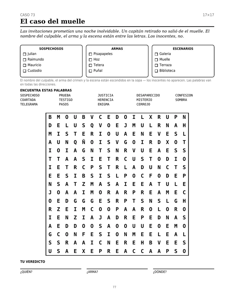 Caza al Asesino · Sopas de Letras Crimi… — 3